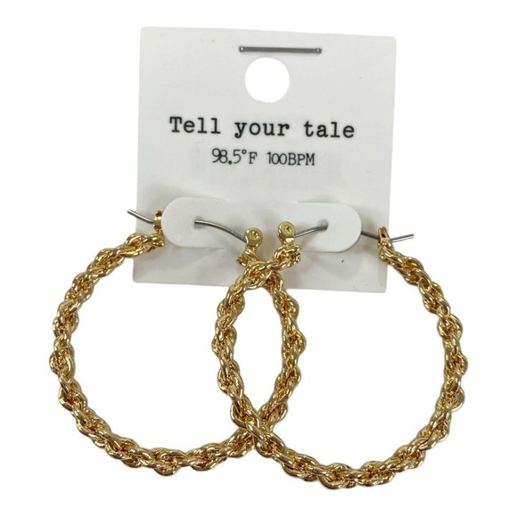 NEW TELL YOUR TALE Gold Chain Hoop Earrings - Picture 1 of 2